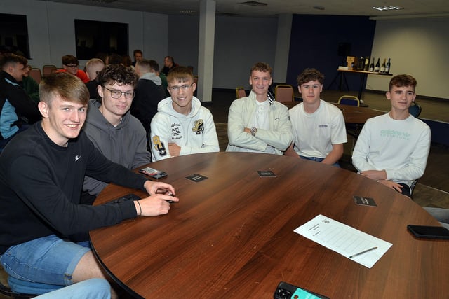 Members of the Vennard Team ready to take part in the Portadown College rugby quiz at Portadown Rugby Club on Friday. PT43-205.