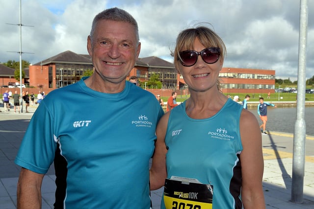 Colin Bruce and Julie Beattie from Portadown Running Club pictured before their 10K run on Sunday. LM33-215.