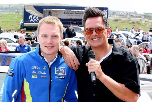 LET'S CHAT...Rally champion Jari Matti Latvala has a chat with Alan Simpson during the Ford Fair in Portrush in 2010.