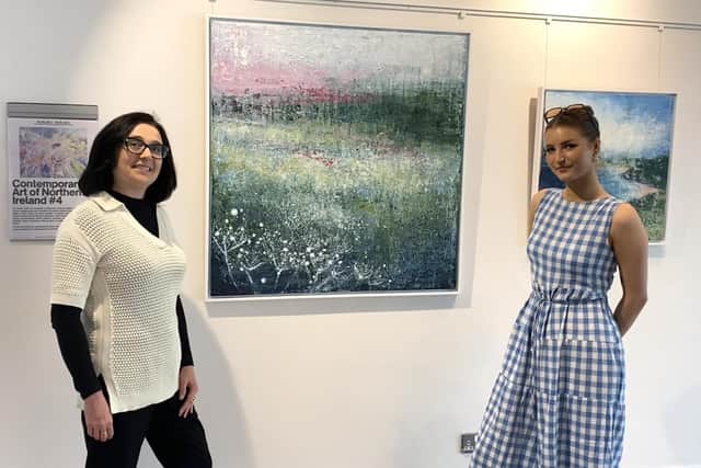 Francesca Biondi, Gallery 545 and Naomi Dowling, Island Arts Centre, Lisburn launch the new exhibition. Pic credit: Gallery 545