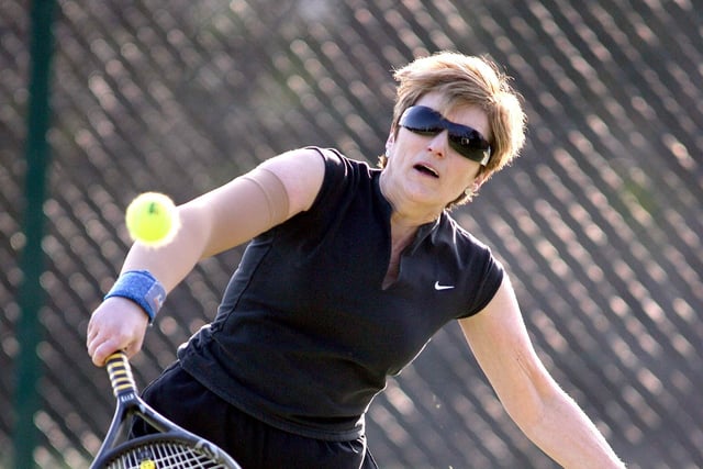 ON COURT...Stephanie Ross in action during the Coleraine Tennis Club Valentine match back in 2008.