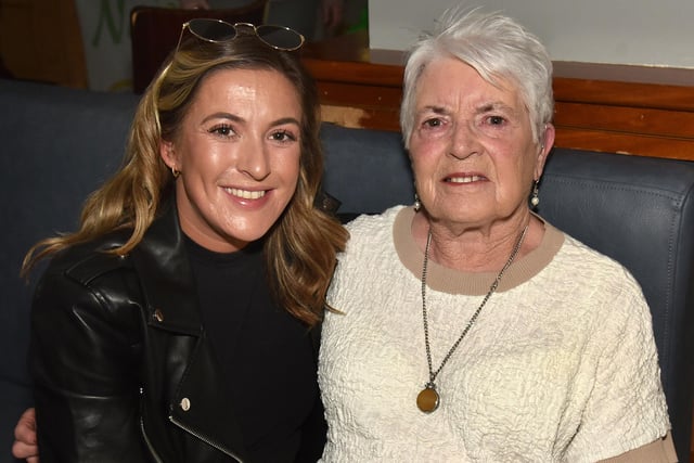 Caithlin Hackett, left, and Ann Campbell who enjoyed the celebrations at the Naiscoil na Banna anniversary night. PT19-236.