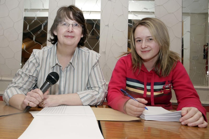 Pictured at a quiz held in 2009 at Ballymoney RBL by the Vow Accordion Band are quizmasterJoanne McKessick and scorekeeper, Alison McKessick