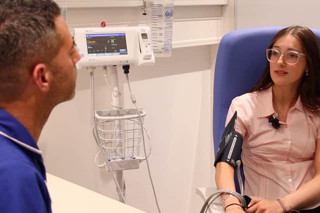 Anna MacDonald (Consultant Emergency Medicine) discussing treatment plan in the new centre. Pic credit: SEHSCT