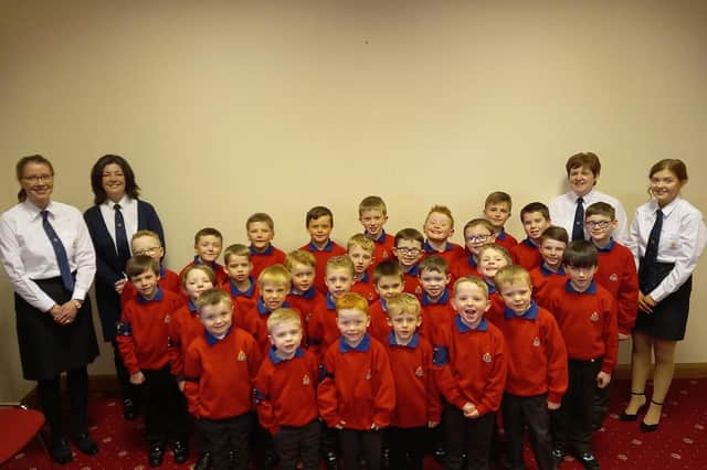The Anchor Boys Section with their leaders, Mrs M. Kirkland, Rev. J. Smith, Mrs H. Farley and Miss C. Farley.
