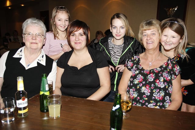Winnie Henry, Linzi Taylor, Melanie Hargan, Robyn Hargan, Sally Hargan, and Tori Galbraith-Hargan pictured at the Coleraine Provincial Players concert and fundraising evening at the Lodge Hotel in aid of Coleraine Blind Centre in 2009