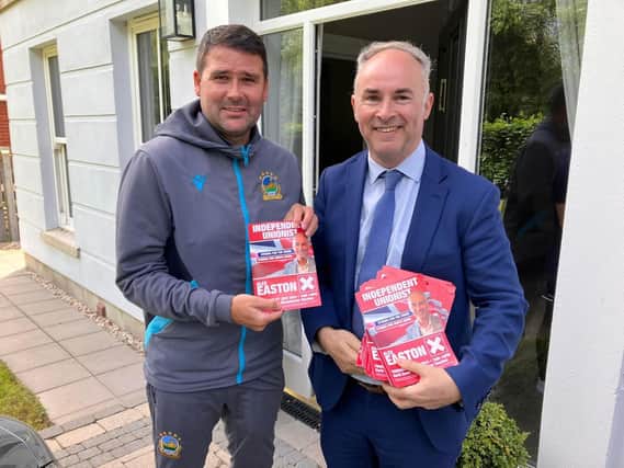 Independent unionist candidate for North Down says he this week received the endorsement of Linfield FC manager and Northern Ireland footballing legend David Healy while out canvassing.