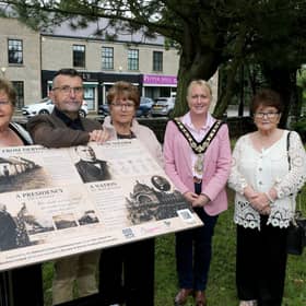 Mayor of Causeway Coast and Glens Council, Cllr Dawn Huggins, pictured with members of Peter Thompson's family at the renaming event.
