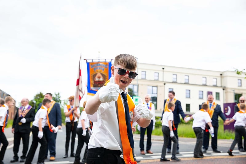 Thumbs up from a parade participant in Bangor.