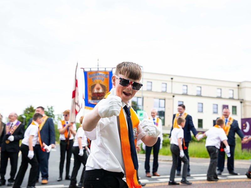 Thumbs up from a parade participant in Bangor.