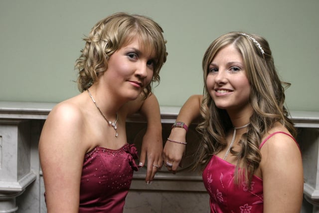 FRIENDS. Cutting a fine dash at the Ballymoney High School Formal in 2006 at the Royal Court are friends, Sonia Craig and Laura Watt.