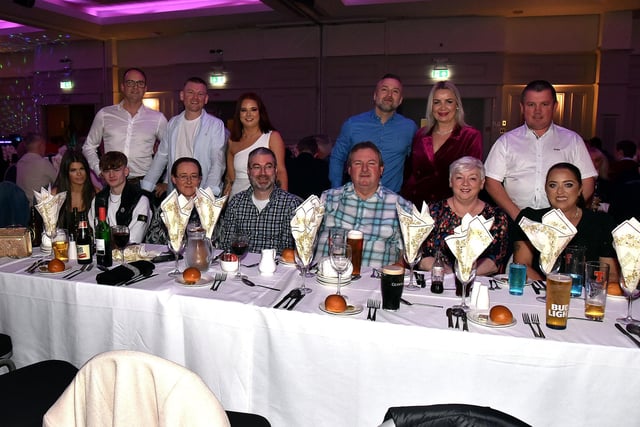 Staff from Trade Solutions, Ireland and McAvoy Windows, Lurgan, pictured at Friday night's Seagoe Hotel Christmas Party Night. PT51-254.