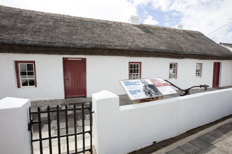 President Andrew Jackson (March 15, 1767 – June 8, 1845) served as the seventh President of the United States of America from 1829 to 1837. His ancestral home (The Andrew Jackson Cottage, pictured), a traditional thatched Ulster–Scots farmhouse, still stands in the village of Boneybefore on the outskirts of Carrick. His parents lived there before they emigrated to South Carolina.