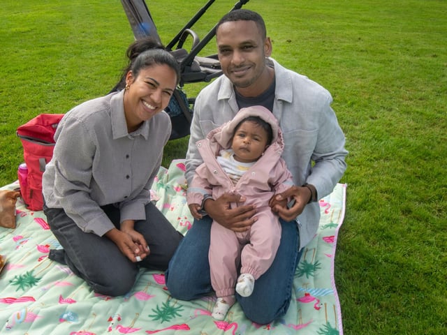 Enjoying a family day out at the Culture In The Park event are the Merghani family including, mum Sarah, Maya (8 months) and dad Bushra.