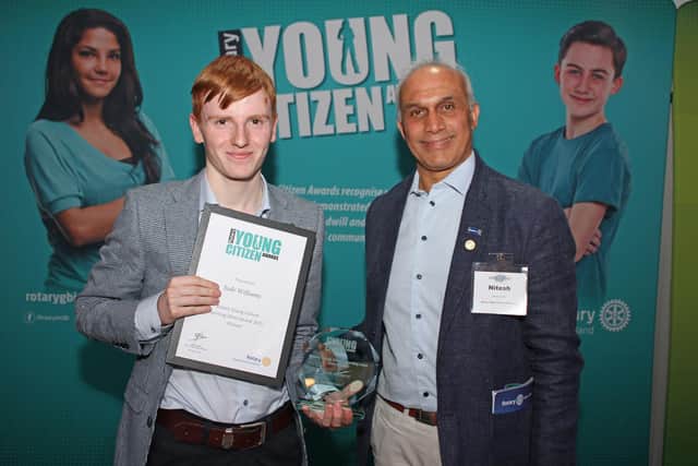 Jude Williams pictured with Nitesh Joshi, Chair of Rotary GB and Ireland. CREDIT ROTARY