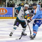 Belfast Giants' defender Jeff Baum in action against the Dundee Stars. Picture: Derek Black