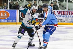 Belfast Giants' defender Jeff Baum in action against the Dundee Stars. Picture: Derek Black