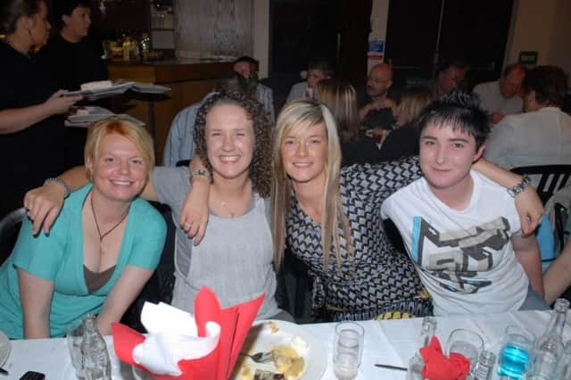 Enjoying the Larne Ladies FC night in the KIln in 2007 are Elaine Roden, Laura Burke, Roslyn Steele and Julie Hagan.