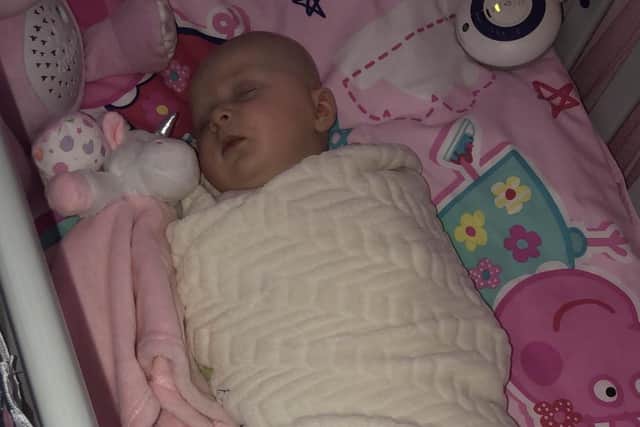 Orla Day, 3, has slept with the comforter since birth and cannot sleep without it. Photograph contributed by Shannon Day