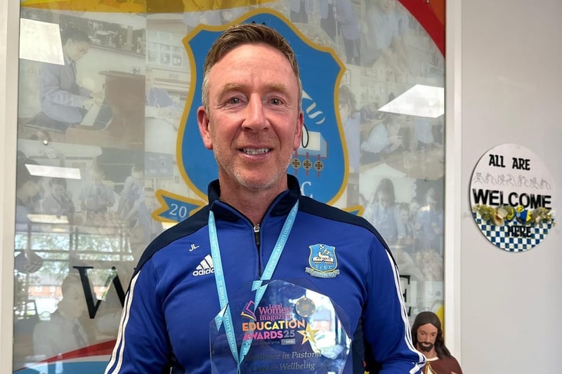 Mr Justin Lynch - Head of Pastoral Care – with the award for Excellence in Pastoral Care and Wellbeing