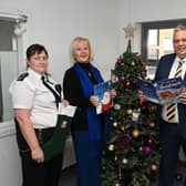 Pictured with some of the gifts are Maghaberry Prison Governor David Savage, Senior Officer Anita Payne, Clare Stewart, Mothers Union Trustee and Brigid Murray, NIACRO. Picture: Michael Cooper
