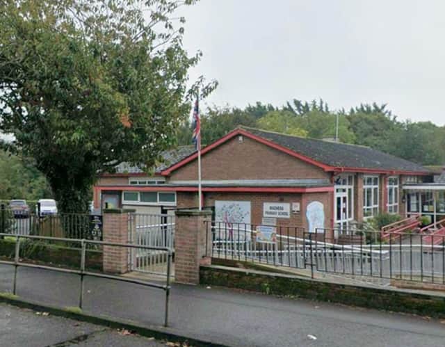 The Union flag was removed from outside Maghera Primary School sometime over the weekend. Credit: Google Maps