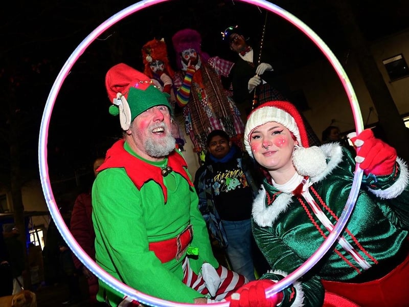 Spreading seasonal joy in Larne town centre on Friday.