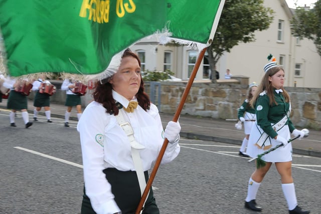 Rasharkin Band pictured at the Co Antrim AOH parade in Carnlough on Sunday
