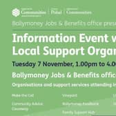 Ballymoney Jobs and Benefits Office will hold the event on November 7. Credit Jobs and Benefits Office