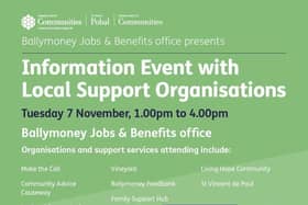 Ballymoney Jobs and Benefits Office will hold the event on November 7. Credit Jobs and Benefits Office