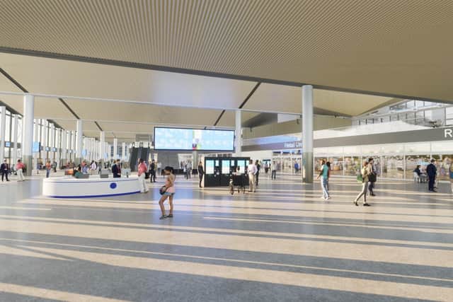 An interior image of the new Belfast Grand Central Station due to open in autumn 2024.  Picture: Translink