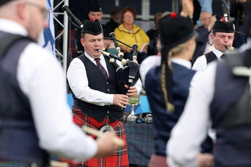 Musicians at the All-Ireland Pipe Band Championships.