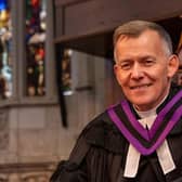 The new Moderator Rt Rev Dr Richard Murray in the 1905 Moderator's Chair. Credit Jamie Trimble