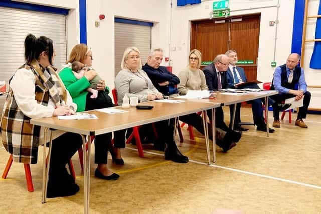 Public representatives pictured at a meeting held to discuss the future of Balnamore Primary School. Credit Balnamore PS