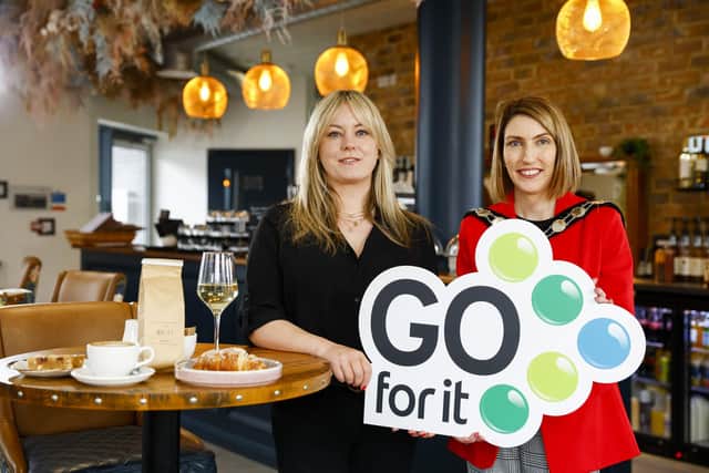Pictured, from left, is Rachel Molloy, Owner of No.47 and Chair of Mid Ulster District Council, Councillor Córa Corry. Pic: Philip McGowan
