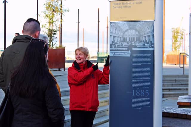 Johanna taking the guided Discovery Tour at Titanic Belfast. Picture: Titanic Belfast