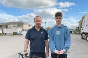 Lisburn father and son Don and Josh Thompson are cycling 550 miles for charity in memory of Evie. Pic contributed by Don Thompson