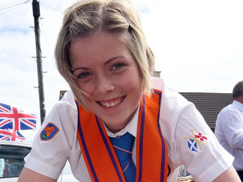 Ashleigh McGrugan (14) set to play the Lambeg Drum for Doagh LOL 370 in 2008. NT29-010FP