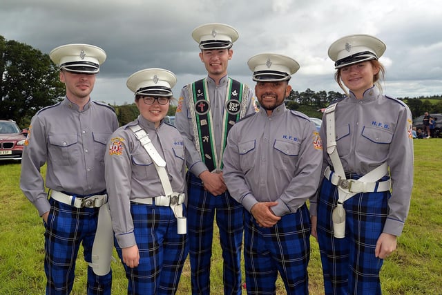 Members of Hillhaven Flute Band, Loughgall pictured wearing their new uniform trousers at the RBP Last Saturday parade in Loughgall. Included from left are, Sam Strain, Suzanne Dowey, Sam Buckley, Steven Simpson and Lucy O'Neill. PT35-206.