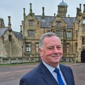 David Martin MBE pictured outside the historic Grade A Listed Brownlow House in Lurgan, the restoration and rejuvenation of which he has overseen in the past 25 years. Picture: family image