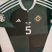 Jonny Evans' shirt from Northern Ireland's Euro 2024 qualifier away to Kazakhstan is up for grabs. (Pic: Contributed).