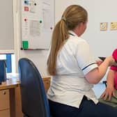 Patient James Robinson has praised the care he continues to received from the Ulster Hospital’s Orthoptic Team. James is pictured at one of his routine appointments with South Eastern Trust, Adult Lead Orthoptist, Katharine Hand. Pic credit: SEHSCT