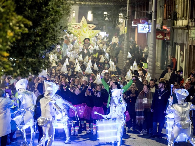A lantern parade wound its way through Lisburn City centre