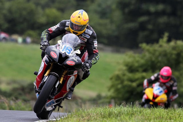 John Burrows in action on race day around the Armoy Circuit on his supersport machine back in 2010