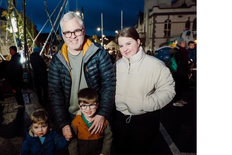 Stephen, Alana, Oscar and Alfie get ready for the Christmas light switch on.