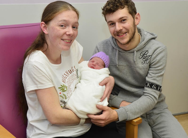 Stacy Jordan And Curtis Moore welcomed their beautiful baby girl at 01.43am on Christmas Day at the Royal Victoria Hospital in Belfast. Picture: Arthur Allison/Pacemaker Press.