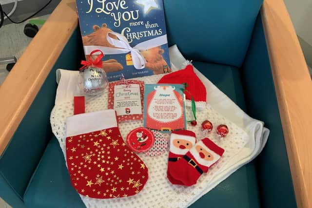 The contents of the special Christmas stocking made for each little one in the Neonatal ICU at the Ulster Hospital