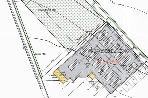 The 3G indoor pitch and adjacent facilities will be built next to the existing training pitch. Credit: Armagh City, Banbridge & Craigavon Borough Council planning portal