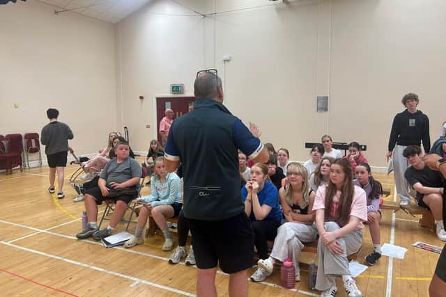 Rehearsals are in full swing for Lisnagarvey Youth's production of Shrek the Musical. Pic Credit: LODS