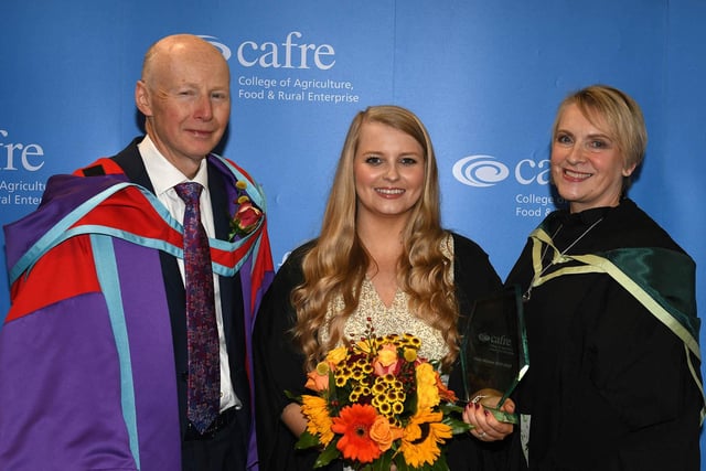 Chole McCann (Antrim) received the Department of Agriculture, Environment and Rural Affairs Prize in recognition of being the top Level 2 Technical Certificate in Floristry student. Chloe received her award from Eric Long (Head of Education, CAFRE) and Sherry Suett (Floristry Lecturer, CAFRE).